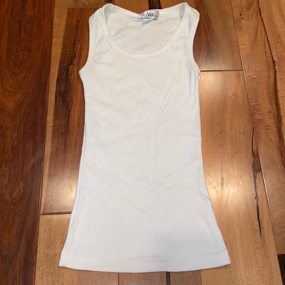 NWOT- VINTAGE SO NIKKI WHITE RIBBED TANK TOP- GIRLS LARGE (14) - Picture 1 of 5